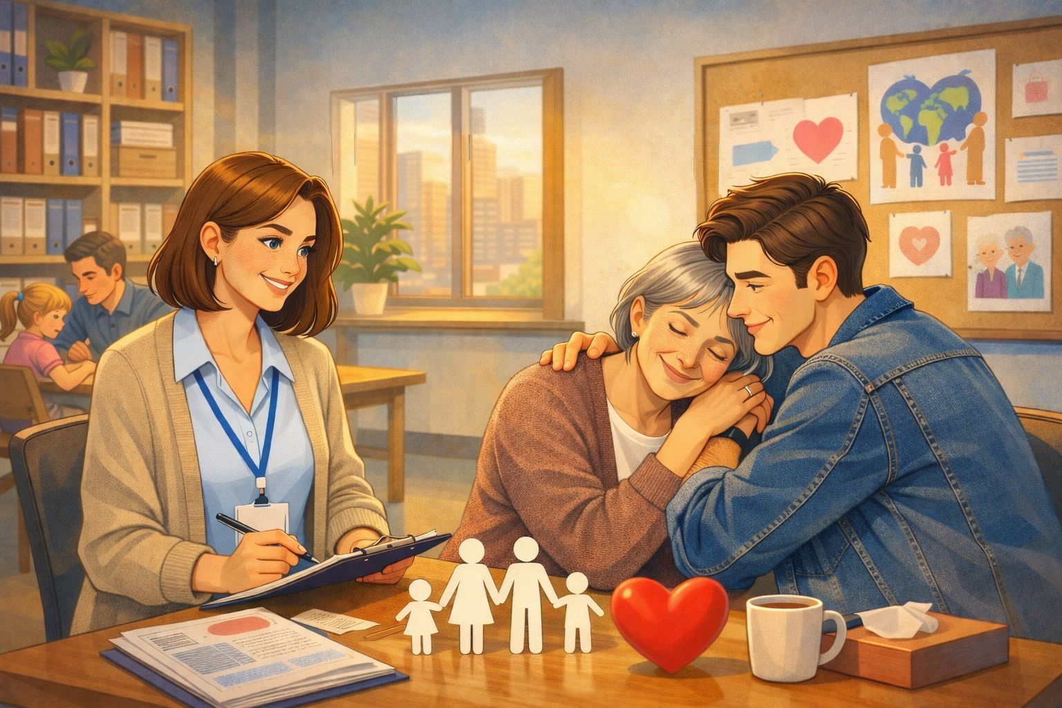 Социальный работник консультирует людей